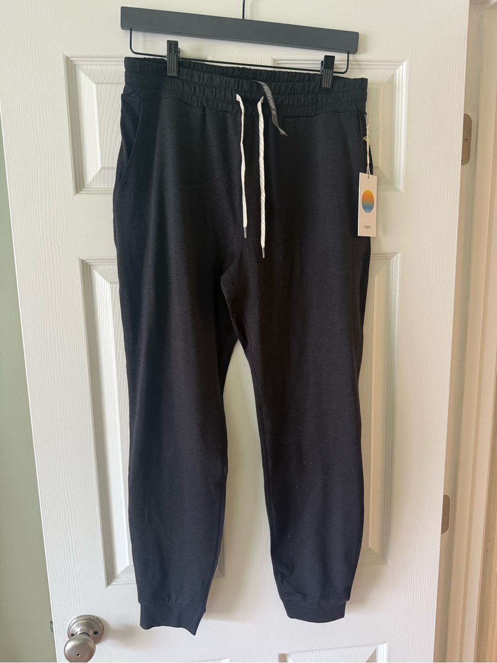 Vuori Black Jogger Pants with White Drawcord